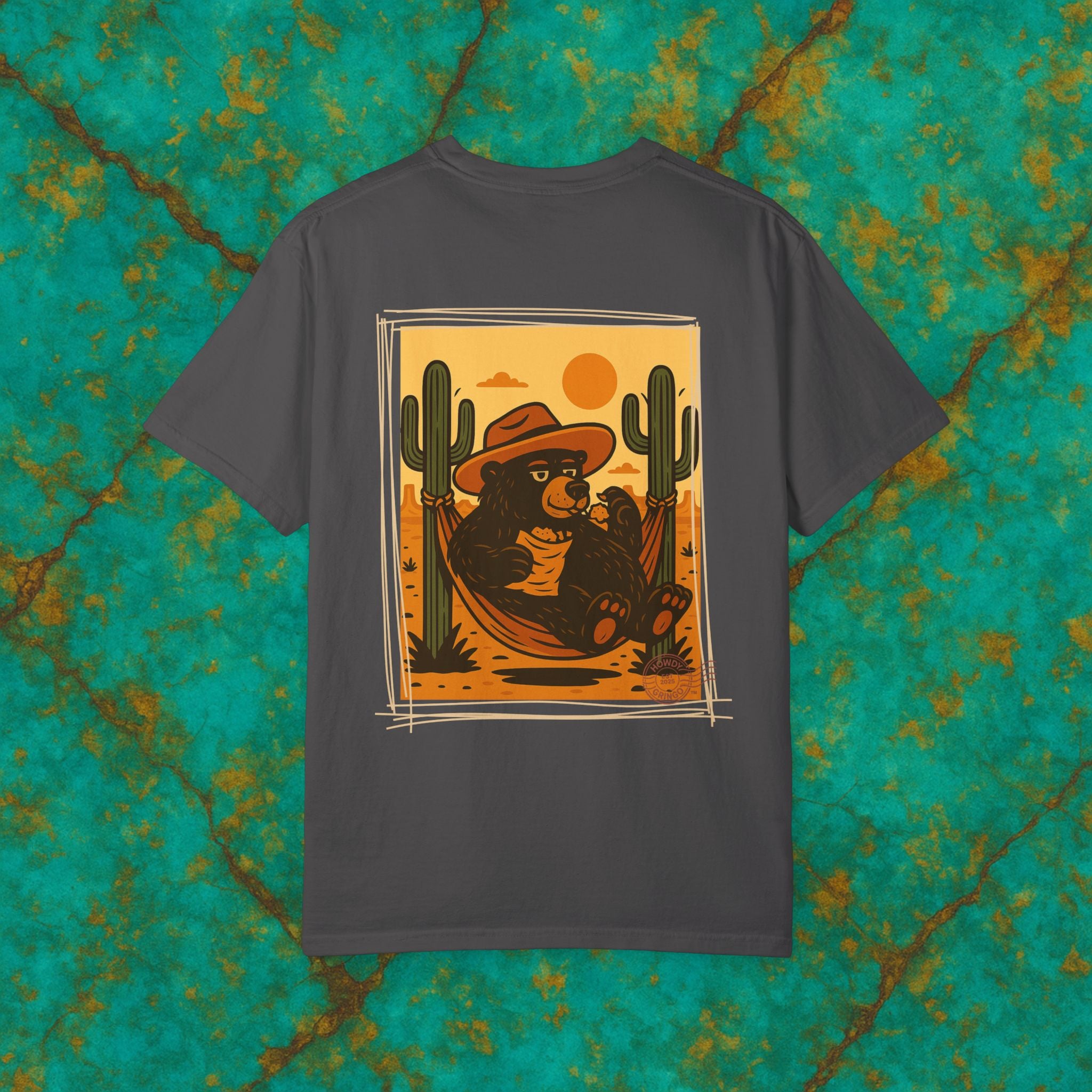 Boomer “brimming Bear”™️ — Relaxed Comfort Colors travel tee, with southwest inspired designs. Perfect t-shirt for traveling, road trips or collecting.✨6 colors available.