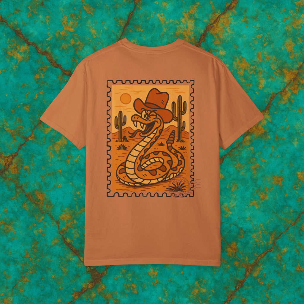 Reggie “Rowdy Raddler”™️ — Relaxed Comfort Colors travel tee, with southwest inspired designs. Perfect t-shirt for traveling, road trips or collecting.  ✨6 colors available.