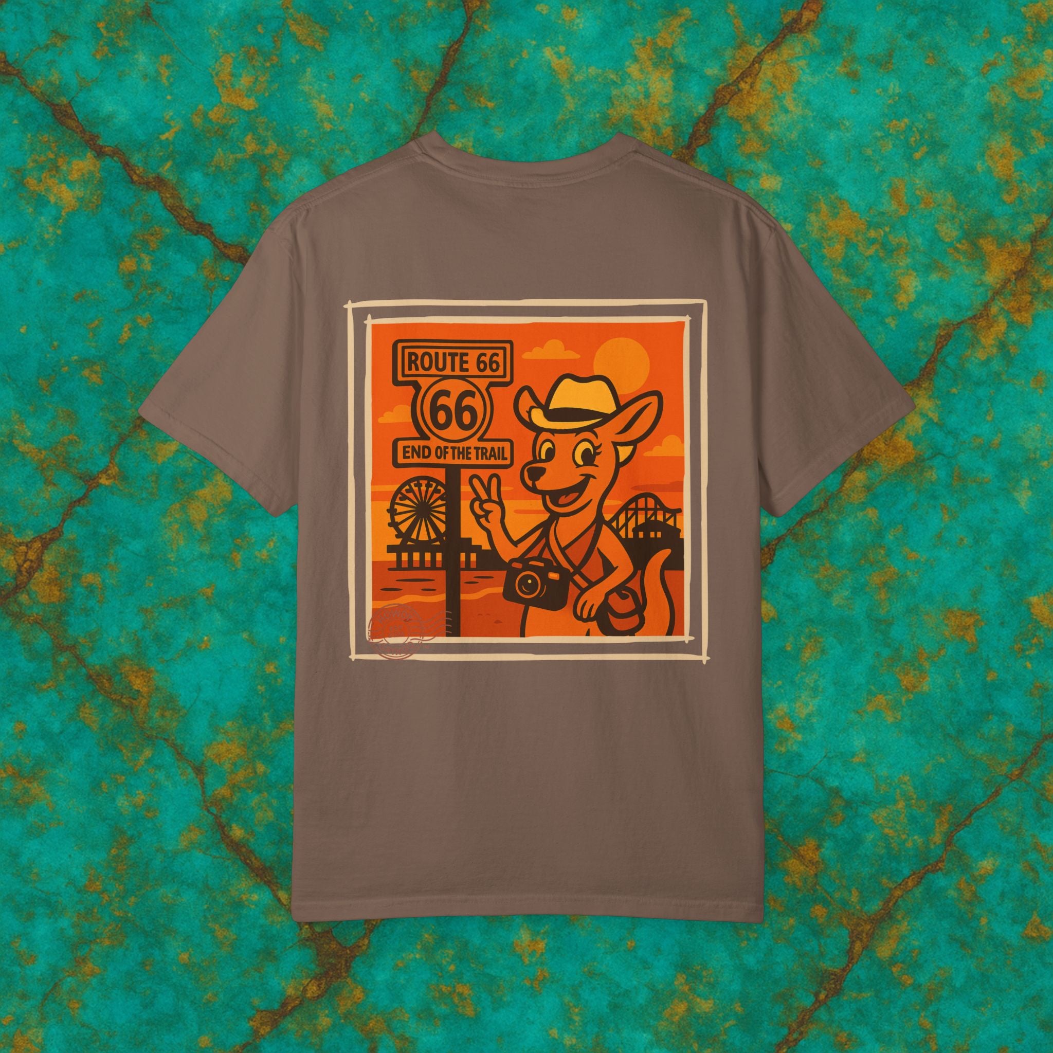 “Ruby-Doo Kangaroo”™️ — Relaxed Comfort Colors travel tee, with southwest inspired designs. Perfect t-shirt for traveling, road trips or collecting. ✨6 colors available.