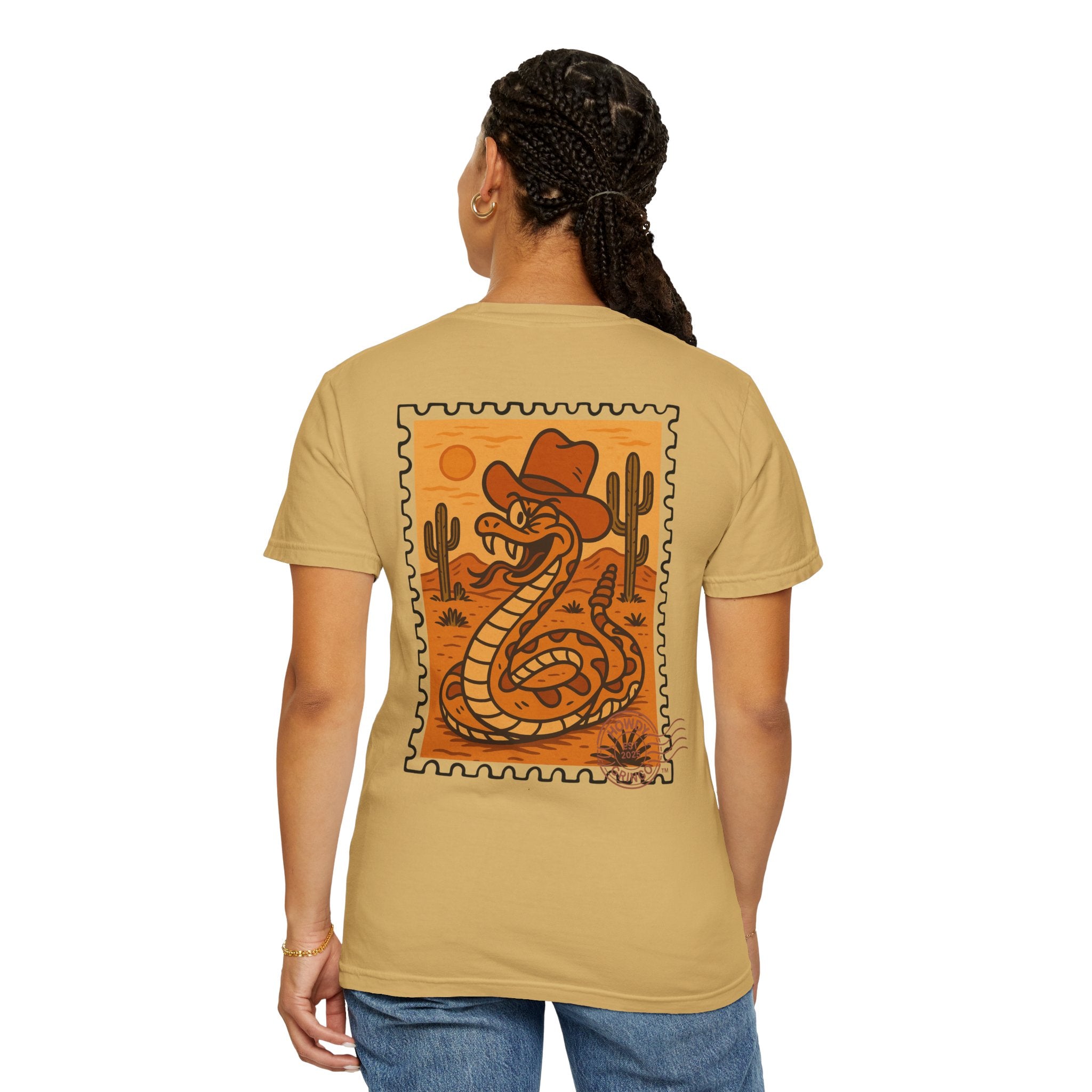 Reggie “Rowdy Raddler”™️ — Relaxed Comfort Colors travel tee, with southwest inspired designs. Perfect t-shirt for traveling, road trips or collecting.  ✨6 colors available.